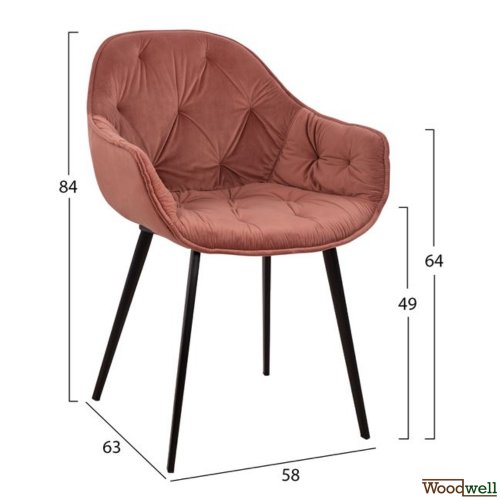 BETHANY Sessel aus Samt in Farbe Rosé