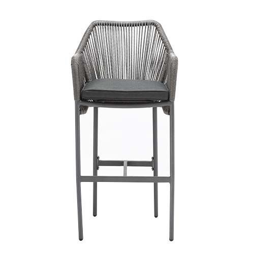 Barhocker "Baleric" aus Aluminium und Seilgeflecht in grau 74x113x55 cm