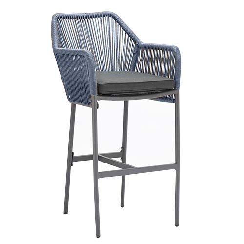 Barhocker "Baleric" aus Aluminium und Seilgeflecht in dunkelblau 74x113x55 cm