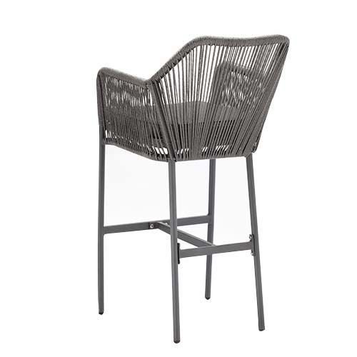 Barhocker "Baleric" aus Aluminium und Seilgeflecht in grau 74x113x55 cm