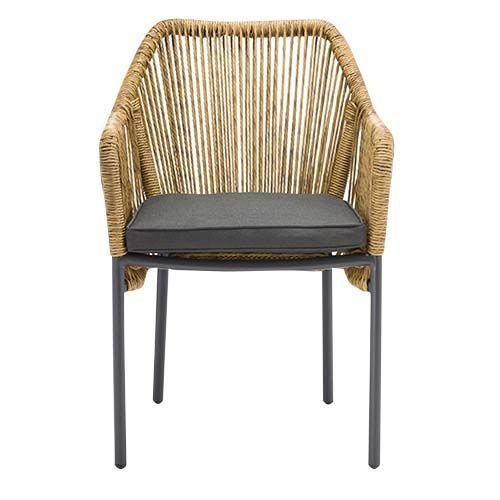 Outdoor Sessel "Baleric" aus Aluminium und Seilgeflecht in natürlich 68x81,5x48x57 cm stapelbar