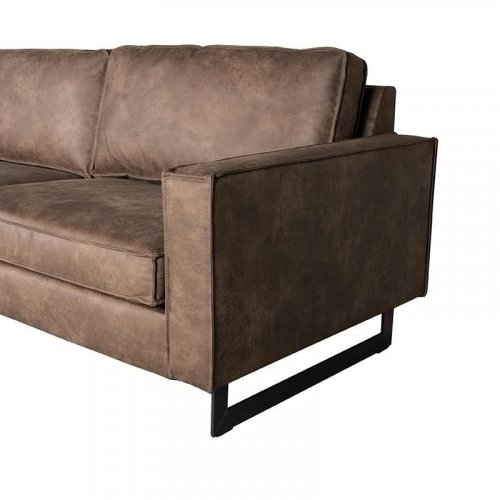 Sofa Arezzo 3-Sitzer Taupefarbenes Leder 62x208x100  cm