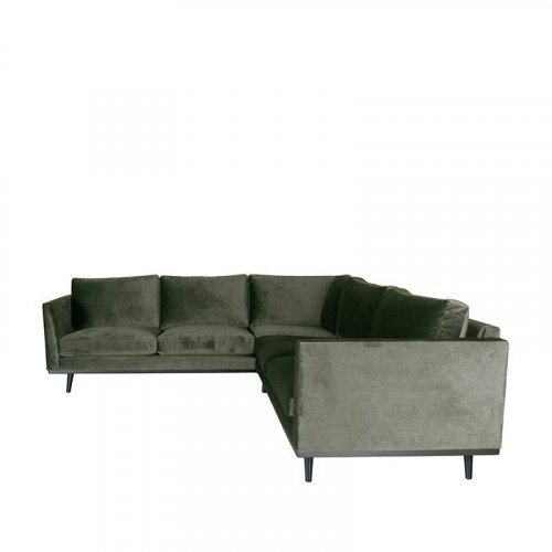 Sofa Siena 2-Sitzer + Ecke + 3-Sitzer Armee Samt