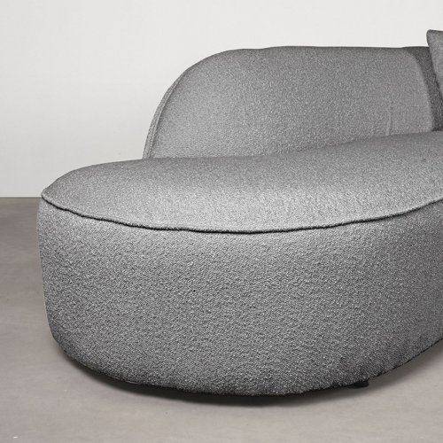 4 seater sofa "Stelvio" in gray boucle + left corner