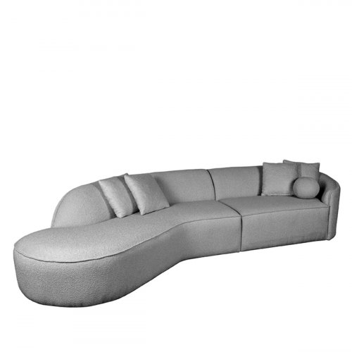 4 seater sofa "Stelvio" in gray boucle + left corner