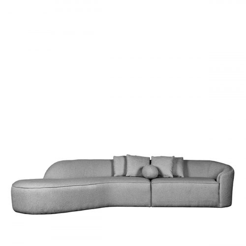 4 seater sofa "Stelvio" in gray boucle + left corner