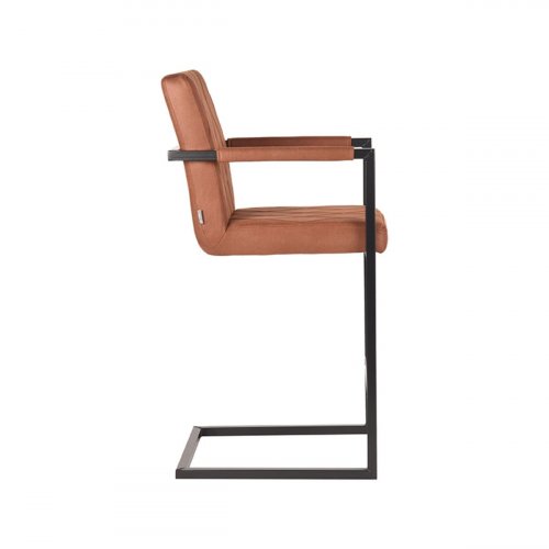 Σκαμπό μπαρ Δανία 50x62x103 cm μικροΐνες κονιάκ, μαύρο μέταλλο