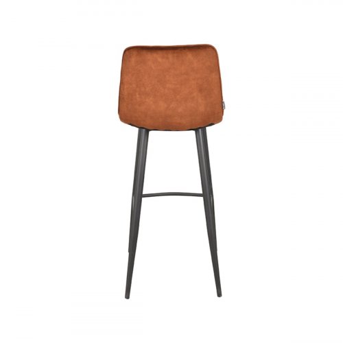 Barhocker "Jelt" aus ockerfarbenem Samt und schwarzen Metallbeinen
