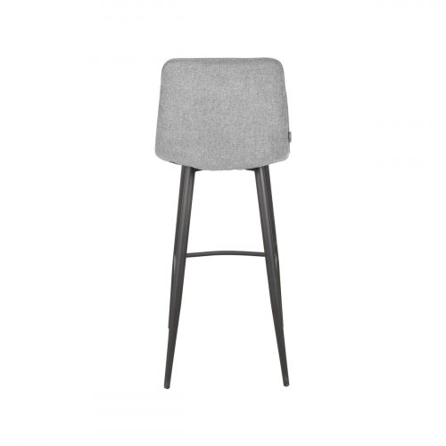 "Jelt" bar chair in silver gray woven fabric and black metal frame