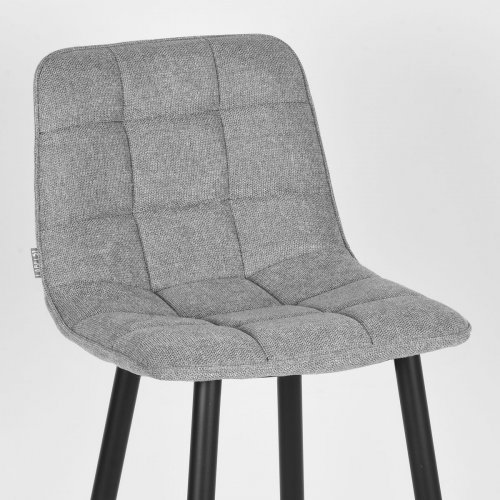 "Jelt" bar chair in silver gray woven fabric and black metal frame
