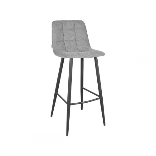 "Jelt" bar chair in silver gray woven fabric and black metal frame