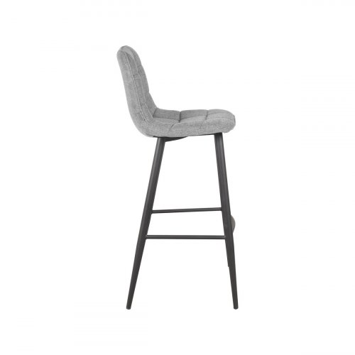 "Jelt" bar chair in silver gray woven fabric and black metal frame