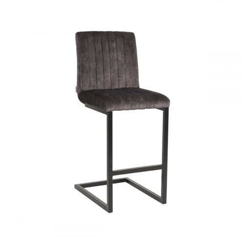 Bar stool Milo 41x53x100 cm anthracite velours | Black metal
