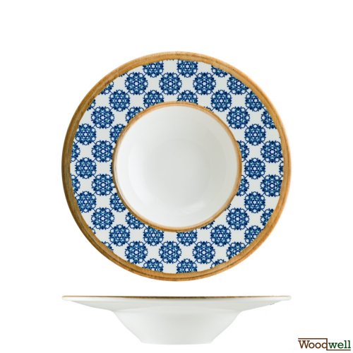 Bonna Calif Pastateller weiß und blau mit Blumendesign 6 Set  28cm-400cc