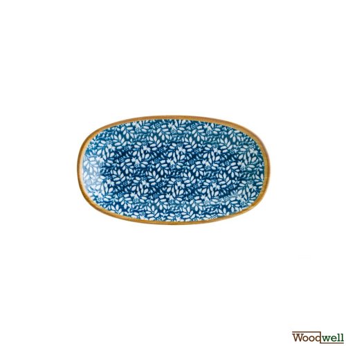 Bonna Calif Porzellanplatte oval weiß und blau mit Blumendesign 12 Set 24x14cm