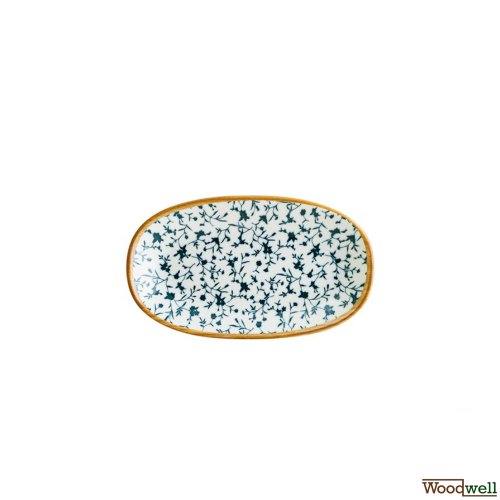 Bonna Calif Porzellanplatte oval weiß und blau mit Blumendesign 12 Set 19x11cm