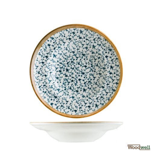 Bonna Calif deep salad plate white and blue with flower design 6 set 27cm-450cc