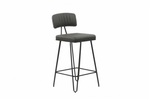 Barhocker "8881" aus grauem Kunstleder mit Metallbeinen