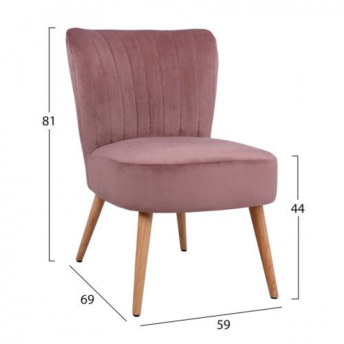 Carissa Stuhl aus Samt in Farbe Rosé