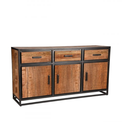 Sideboard Tampa 170x45x90 cm rough mango wood | Black metal