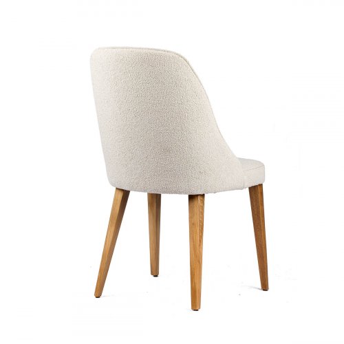 Chair "Espina" in white fabric and wooden legs