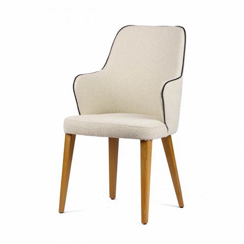 Sessel "Espina" aus weißem Stoff und Holzbeinen
