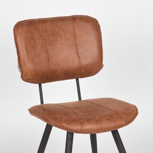 Esszimmerstuhl Fos 49x60x87 cm Cognac-Leder , Schwarzes Metall