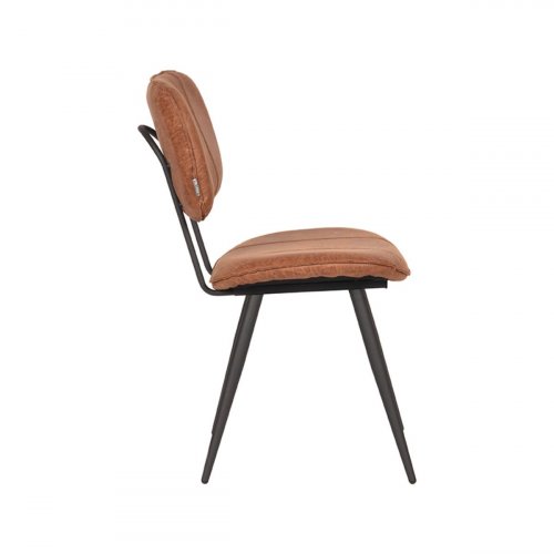 Esszimmerstuhl Fos 49x60x87 cm Cognac-Leder , Schwarzes Metall
