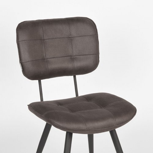 Esszimmerstuhl Gus 49x60x87 cm Anthrazit Mikrofaser | Schwarzes Metall