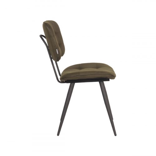 Esszimmerstuhl Gus 49x60x87 cm Armee Mikrofaser | Schwarzes Metall