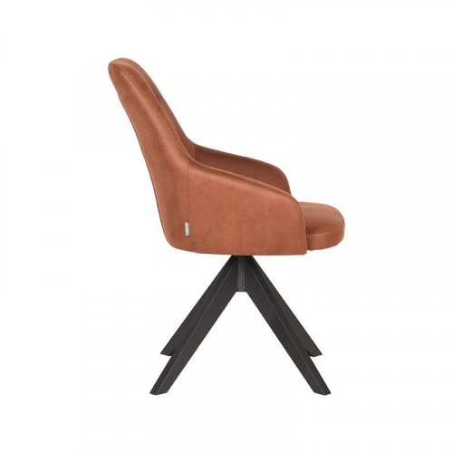 Esszimmerstuhl "Jace" in cognac Farbe Mikrofaser 58x65x88 cm