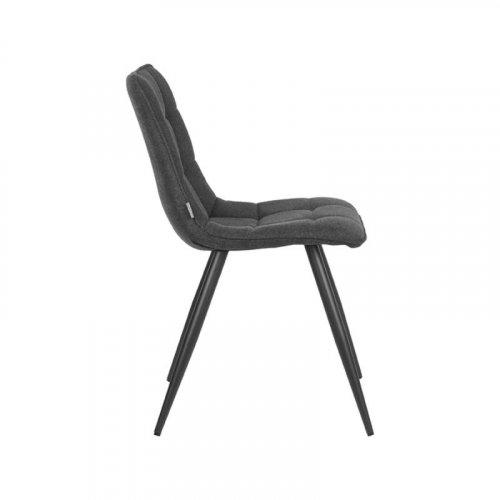 Stuhl "Jelt" in anthrazit grau gewebtem Stoff und schwarzem Metallgestell 45x56x85 cm