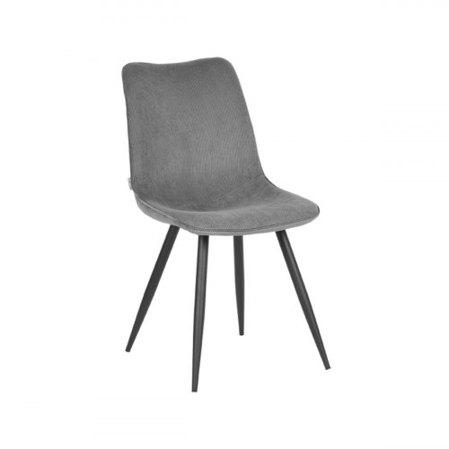 Esszimmerstuhl Jort 48x61x91 cm Dunkelgraues Ribcord | Schwarzes Metall