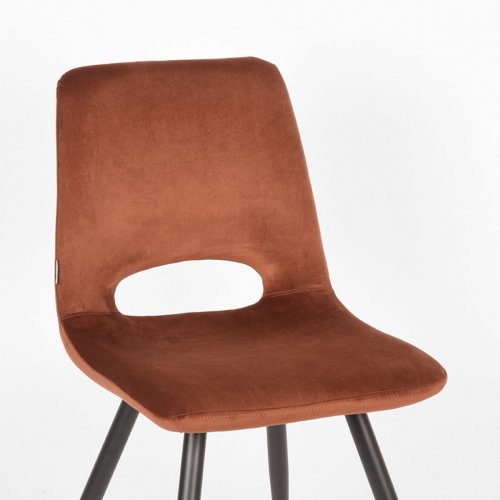 Esszimmerstuhl Josh 47x56x86 cm Rostfarbener Samt , Schwarzes Metall