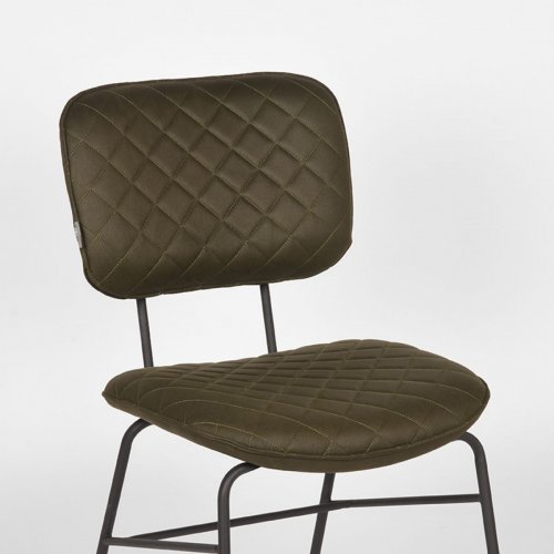Esszimmerstuhl Sev 49x60x87 cm Armee Mikrofaser | Schwarzes Metall