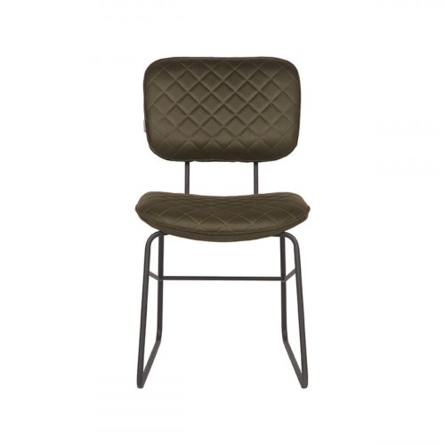 Esszimmerstuhl Sev 49x60x87 cm Armee Mikrofaser | Schwarzes Metall