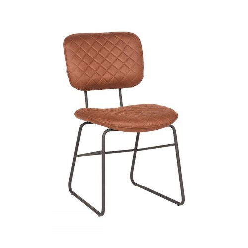 Esszimmerstuhl Sev 49x60x87 cm Cognac-Mikrofaser | Schwarzes Metall