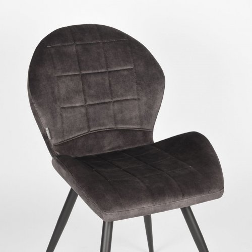 Esszimmerstuhl Sil 51x64x87 cm Anthrazit Velours | Schwarzes Metall