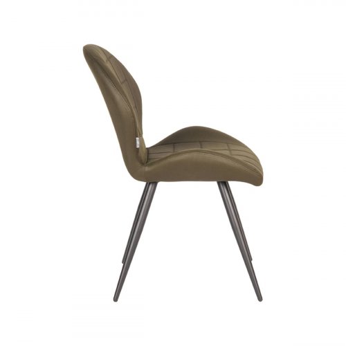 Esszimmerstuhl Sil 51x64x87 cm Armee Mikrofaser | Schwarzes Metall