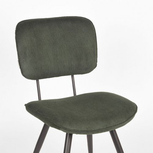 Esszimmerstuhl Vic 49x60x87 cm Armee-Rippenkordel | Schwarzes Metall