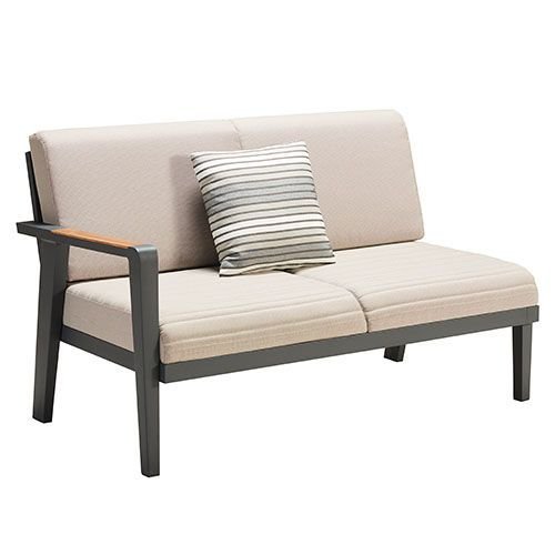 "EMOTI" LOUNGE SET 5-TEILIG AUS ALUMINIUM UND TEAKHOLZ SCHWARZ