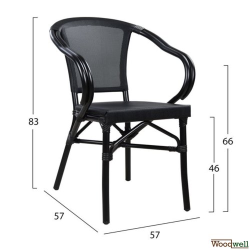 Dining table set 5 pcs. 104x80cm | 4 armchairs in bamboo look in black