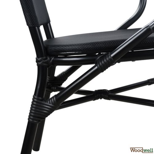 Dining table set 5 pcs. 104x80cm | 4 armchairs in bamboo look in black