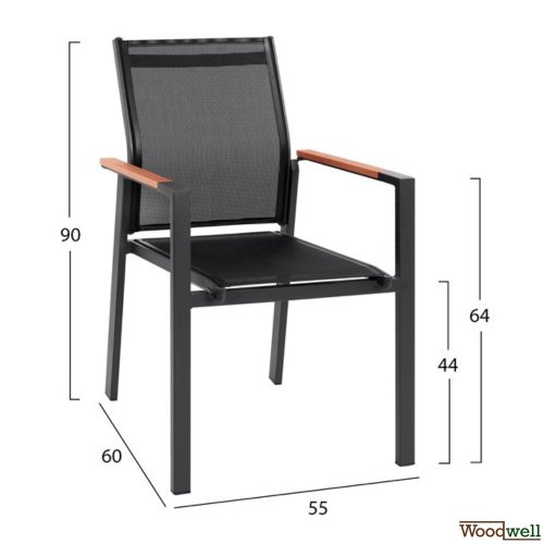 Dining table set 7 pieces. | Polywood table and aluminum frame 6 armchairs made of aluminum frame with gray frame and black textline seat
