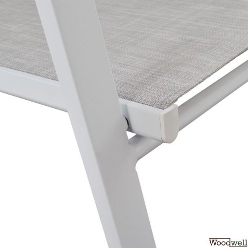 Esstisch-Set 7 Stk. in weißer Farbe | Polywood Tisch | Sessel aus Aluminiumrahmen