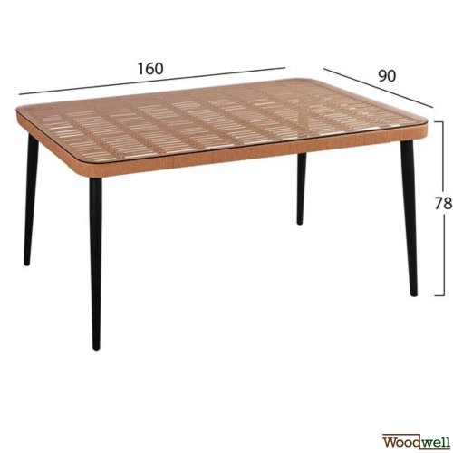 Esstisch Set Allegra aus Wicker in Farbe Beige und Schwarz