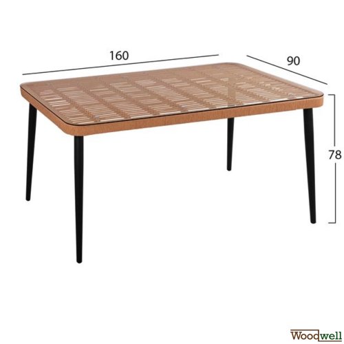 Esstisch Set Allegra aus Wicker in Farbe Beige und Schwarz