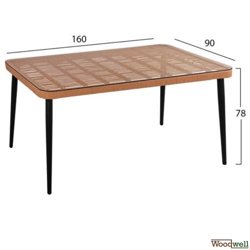 Esstisch Set Allegra aus Wicker in Farbe Beige und Schwarz