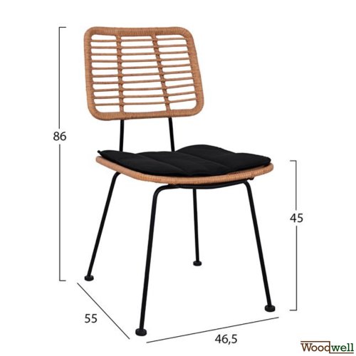 Esstisch Set Allegra aus Wicker in Farbe Beige und Schwarz