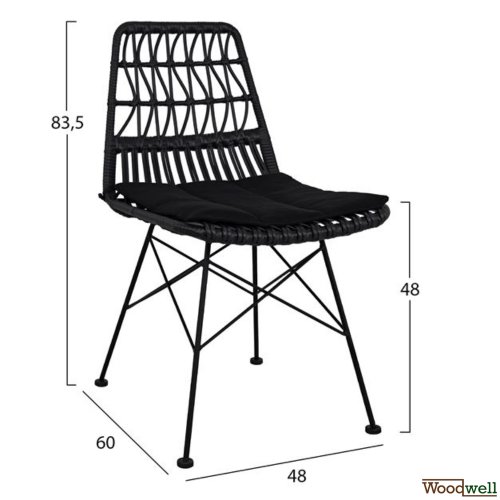 Esstisch Set Allegra aus Wicker in Farbe Beige und Schwarz